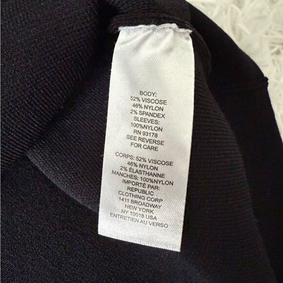 House of Harlow 1960 Black Knit Bodycon Dress with Organza Sleeves Size XS - Picture 4 of 7